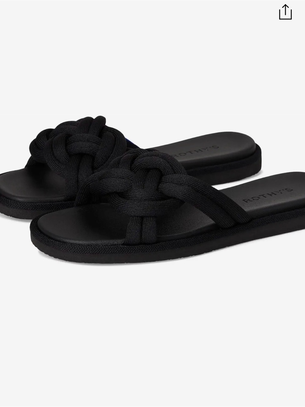 Rothy's Black Knotted Slide Sandals - Braided Strap